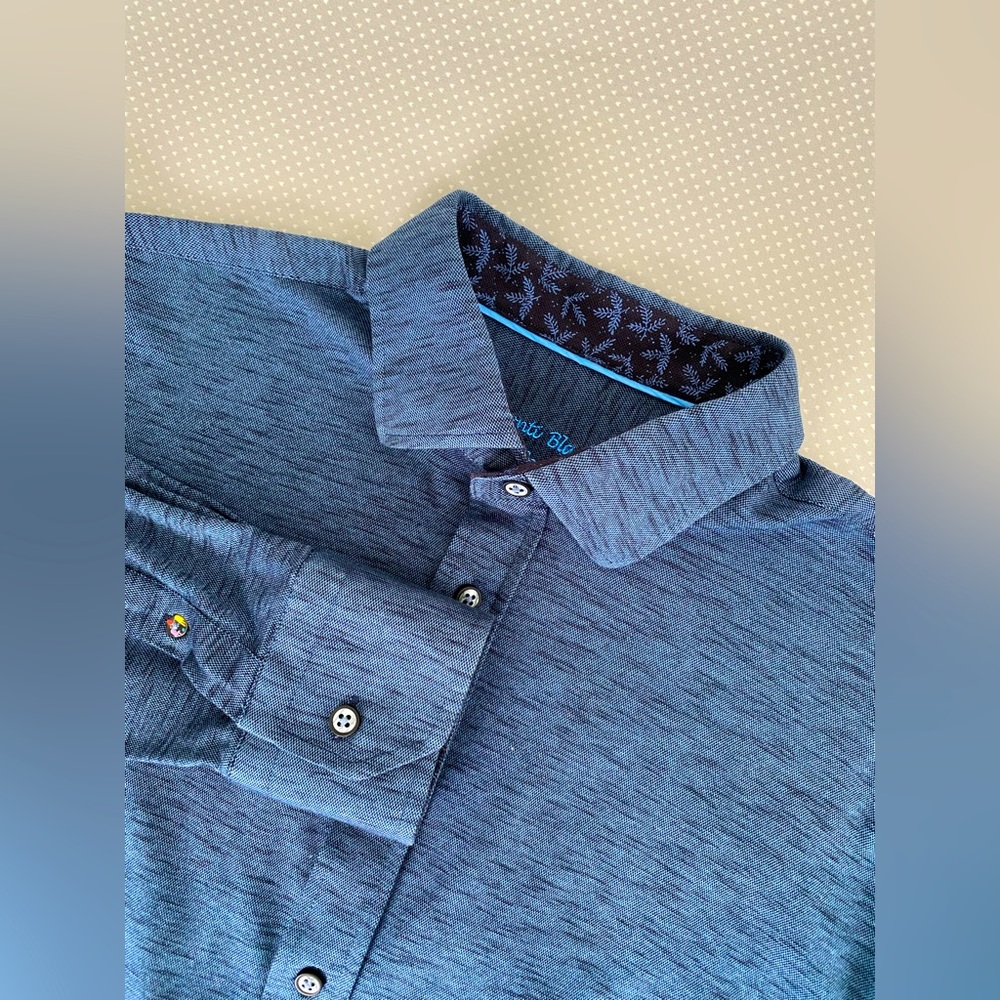 Luchiano Visconti Mens Shirt LARGE Blue Long Sleeve - No Flaws